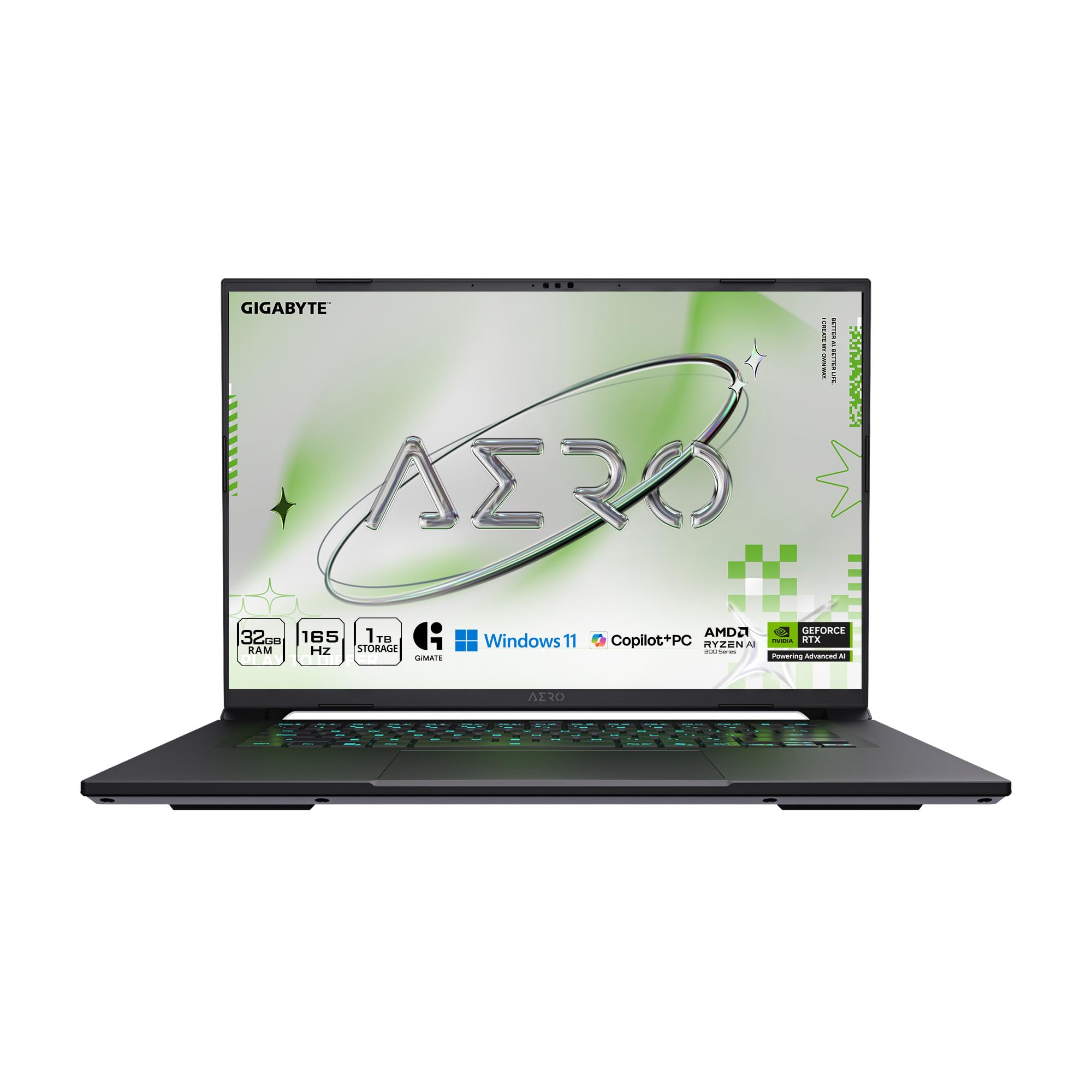 GIGABYTE AERO X16; Copilot+ PC - 165Hz 2560x1600 WQXGA - NVIDIA GeForce RTX 5070 - AMD Ryzen AI 9 HX 370-1TB SSD with 32GB DDR5 RAM - Windows 11 Home - Lunar White (GIGABYTE AERO X16 2WHA3USC64DH)