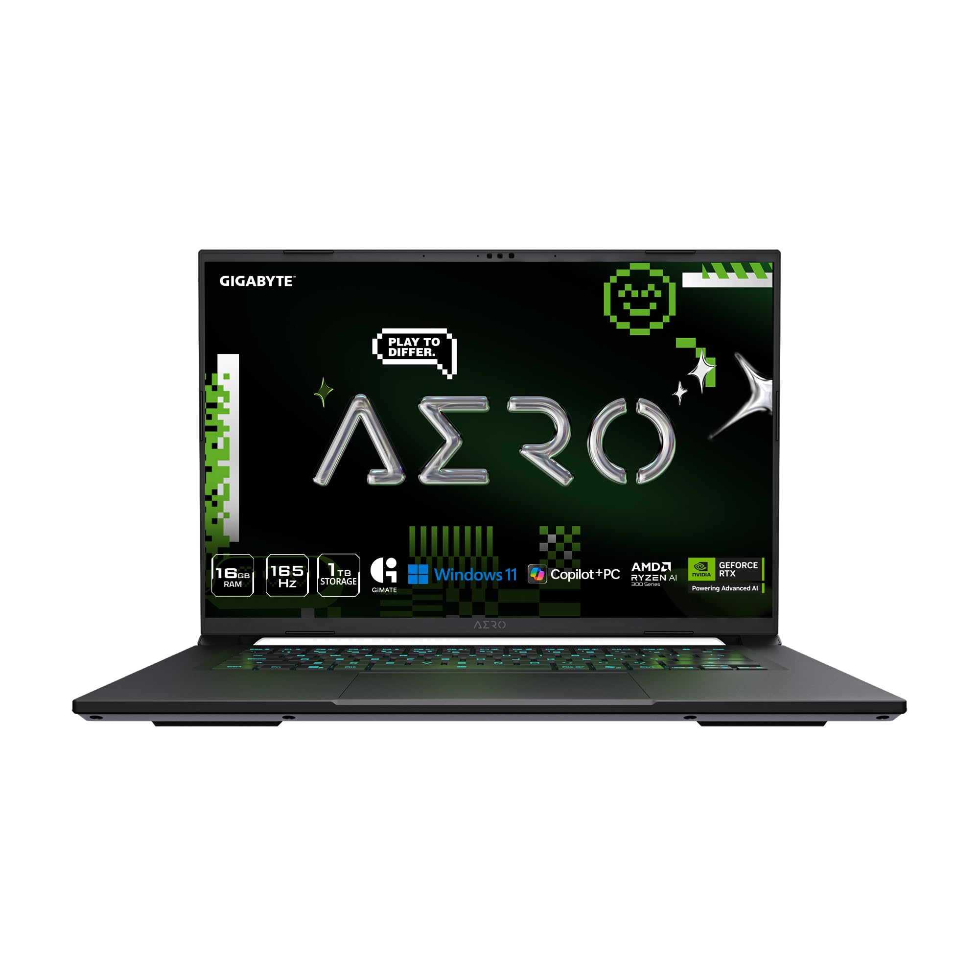 GIGABYTE AERO X16; Copilot+ PC - 165Hz 2560x1600 WQXGA - NVIDIA GeForce RTX 5050 - AMD Ryzen AI 7 350-1TB SSD with 16GB DDR5 RAM - Windows 11 Home - Space Gray (GIGABYTE AERO X16 1TH93USC94AH)
