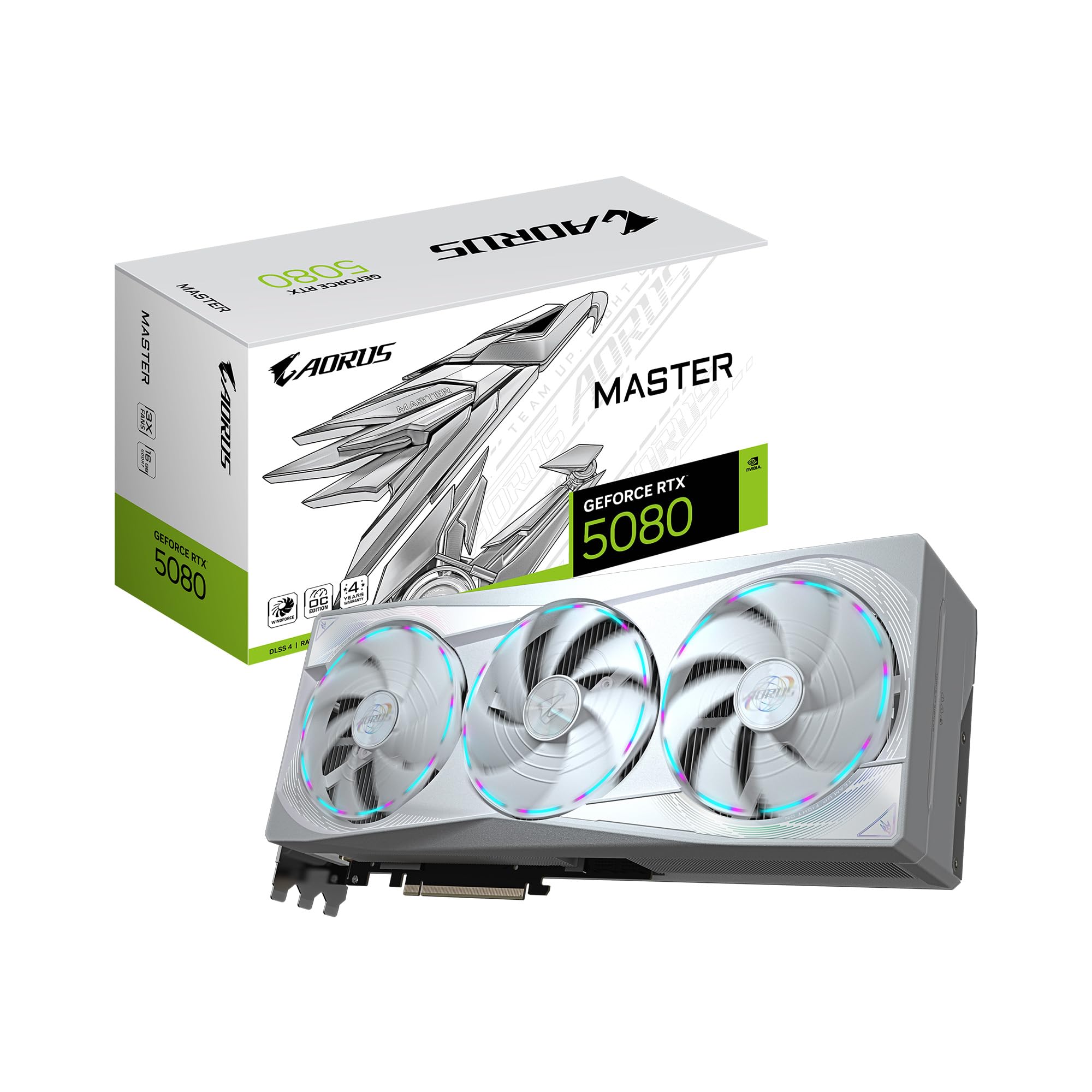 GIGABYTE AORUS GeForce RTX 5080 Master ICE 16G Graphics Card, WINDFORCE Cooling System, 16GB 256-bit GDDR7, GV-N5080AORUSM ICE-16GD Video Card
