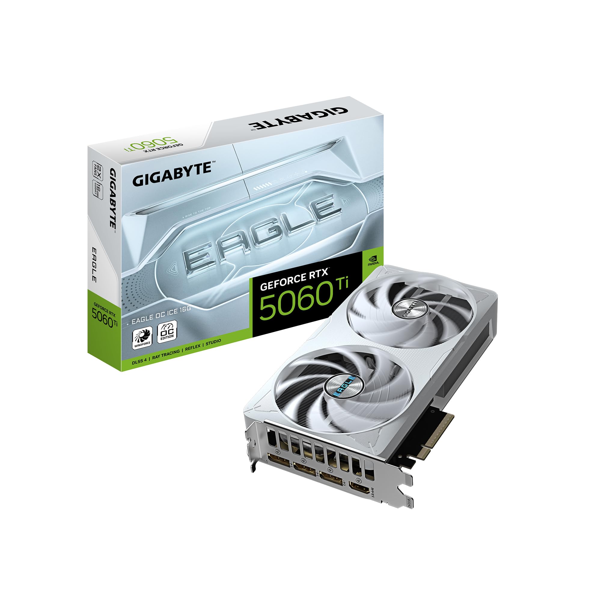 GIGABYTE GeForce RTX 5060 Ti Eagle OC ICE 16G Graphics Card, 16GB 128-bit GDDR7, PCIe 5.0, WINDFORCE Cooling System, GV-N506TEAGLEOC ICE-16GD Video Card