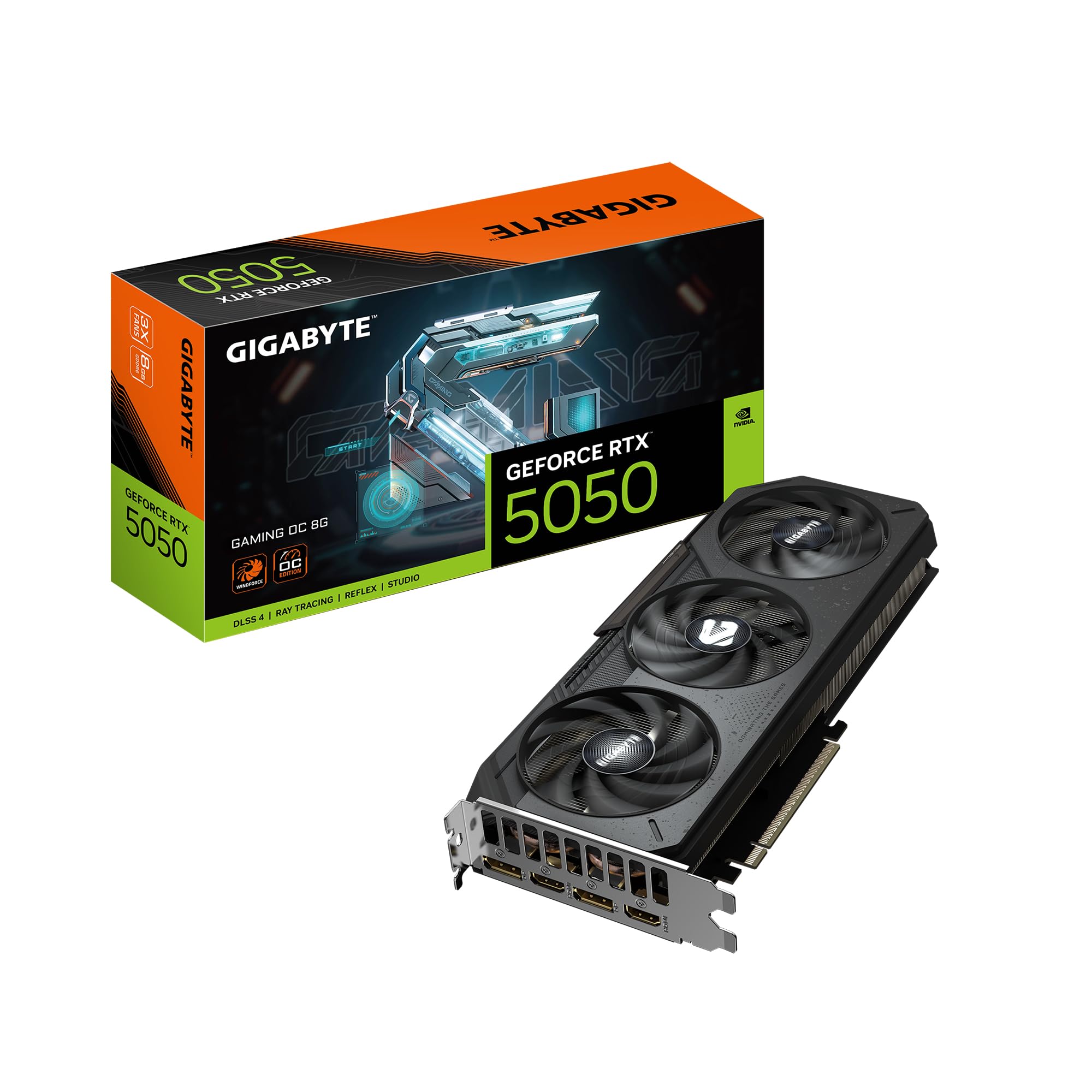 GIGABYTE GeForce RTX 5050 Gaming OC 8G Graphics Card, 8GB 128-bit GDDR6, PCIe 5.0, WINDFORCE Cooling System, GV-N5050GAMING OC-8GD Video Card