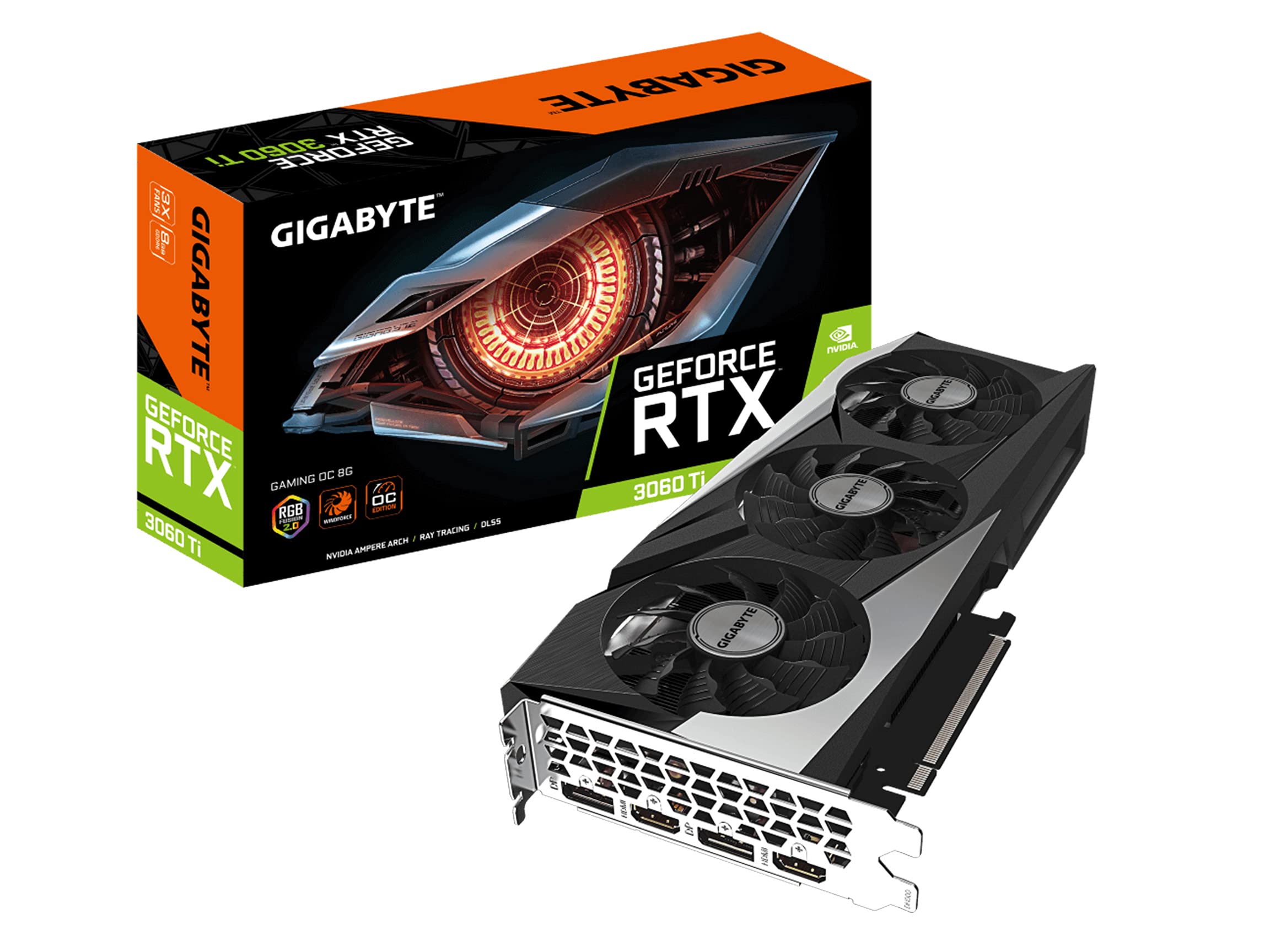 GIGABYTE GeForce RTX 3060 Ti Gaming OC 8G (REV2.0) Graphics Card, 3X WINDFORCE Fans, LHR, 8GB 256-bit GDDR6, GV-N306TGAMING OC-8GD REV2.0 Video Card