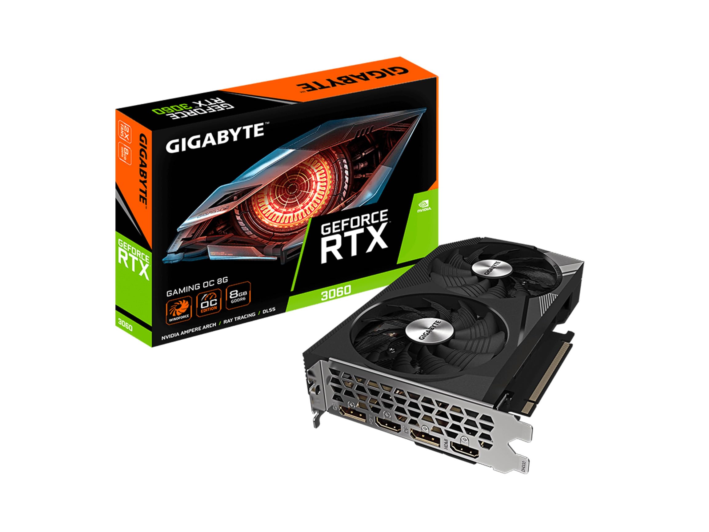 GIGABYTE GeForce RTX 3060 Gaming OC 8G (rev. 2.0) Graphics Card, 2X WINDFORCE Fans, 8GB 128-bit GDDR6, GV-N3060GAMING OC-8GD REV2.0 Video Card