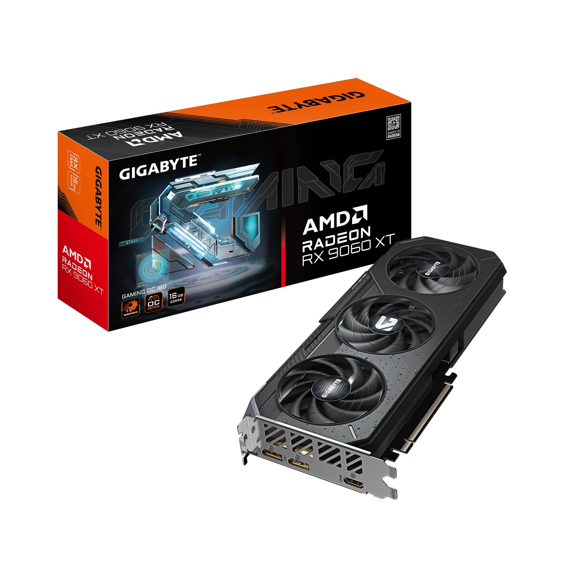 GIGABYTE Radeon RX 9060 XT Gaming OC 16G Graphics Card, PCIe 5.0, 16GB GDDR6, GV-R9060XTGAMING OC-16GD Video Card