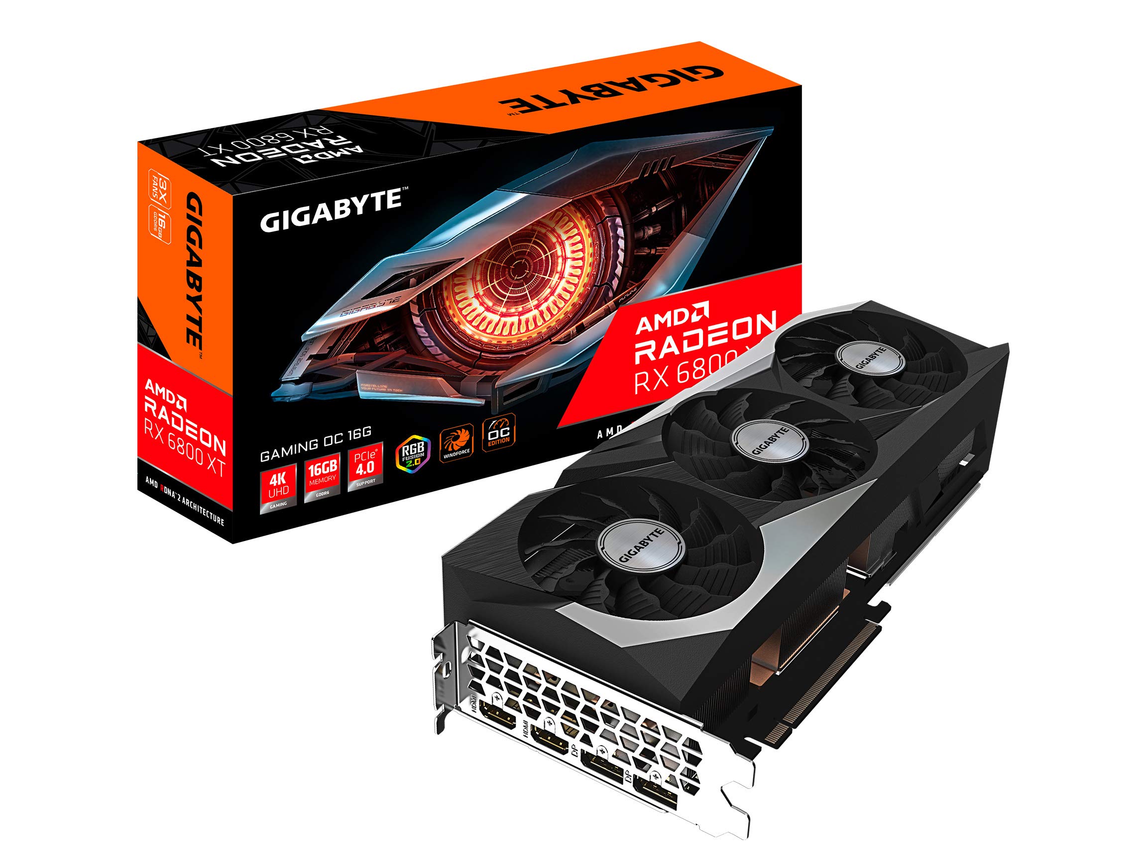 GIGABYTE AMD Radeon RX 6800 XT Gaming OC 16G Graphics Card, 16GB of GDDR6 Memory, Powered by AMD RDNA 2, HDMI 2.1, WINDFORCE 3X Cooling System, GV-R68XTGAMING OC-16GD