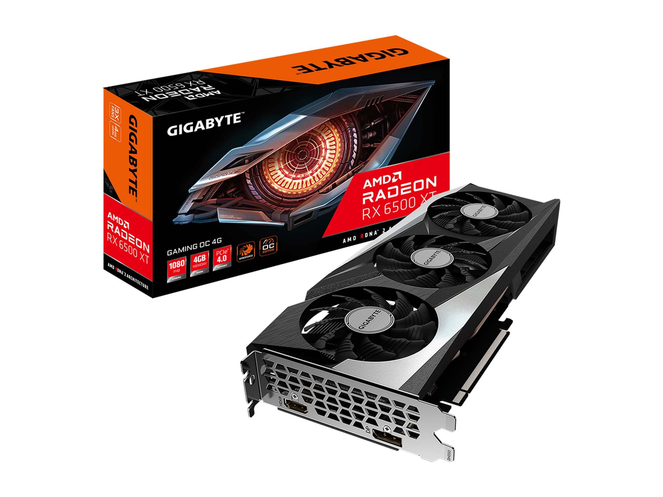GIGABYTE Radeon RX 6500 XT Gaming OC 4G Graphics Card, WINDFORCE 3X Cooling System, 4GB 64-bit GDDR6, GV-R65XTGAMING OC-4GD Video Card