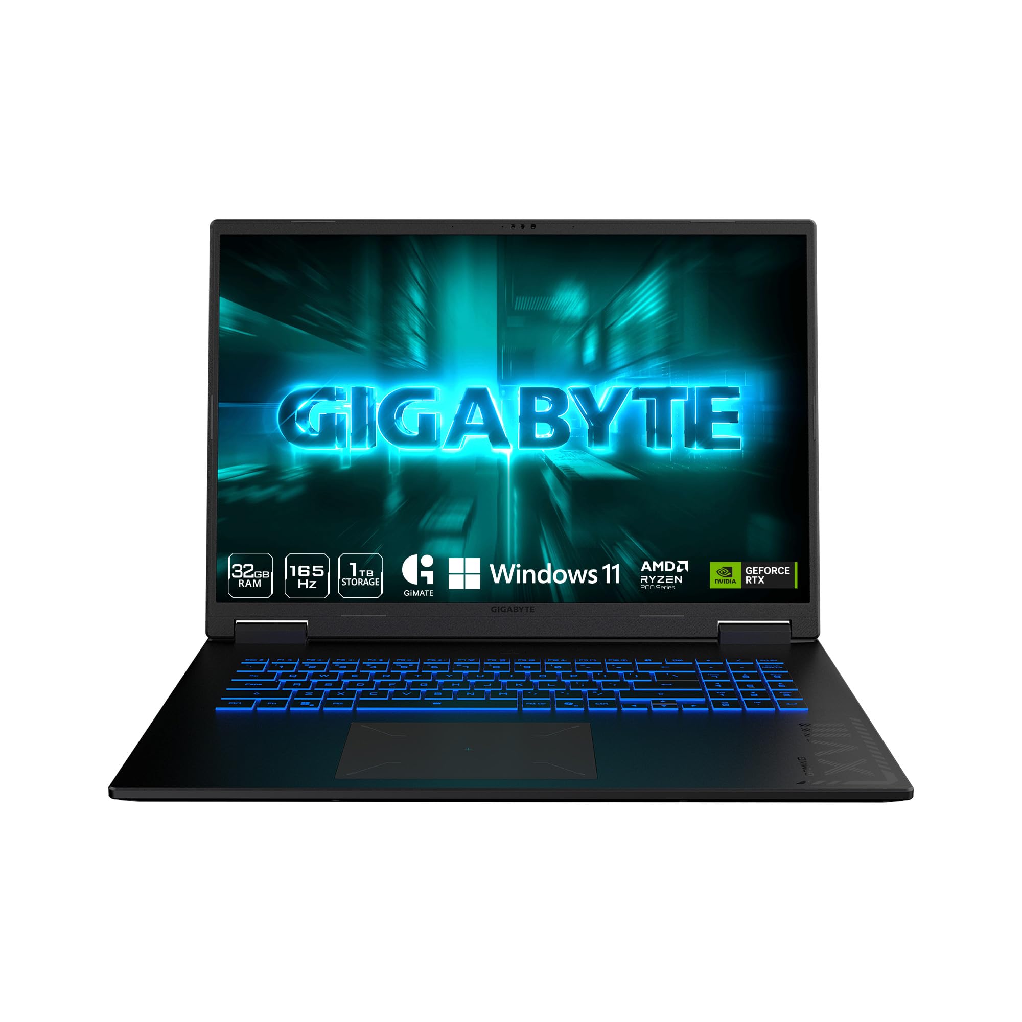 GIGABYTE Gaming A18 Gaming Laptop - 165Hz 2560x1600 WQXGA - NVIDIA GeForce RTX 5060 - AMD Ryzen 7 260-1TB SSD with 32GB DDR5 RAM - Windows 11 Home - Black Steel