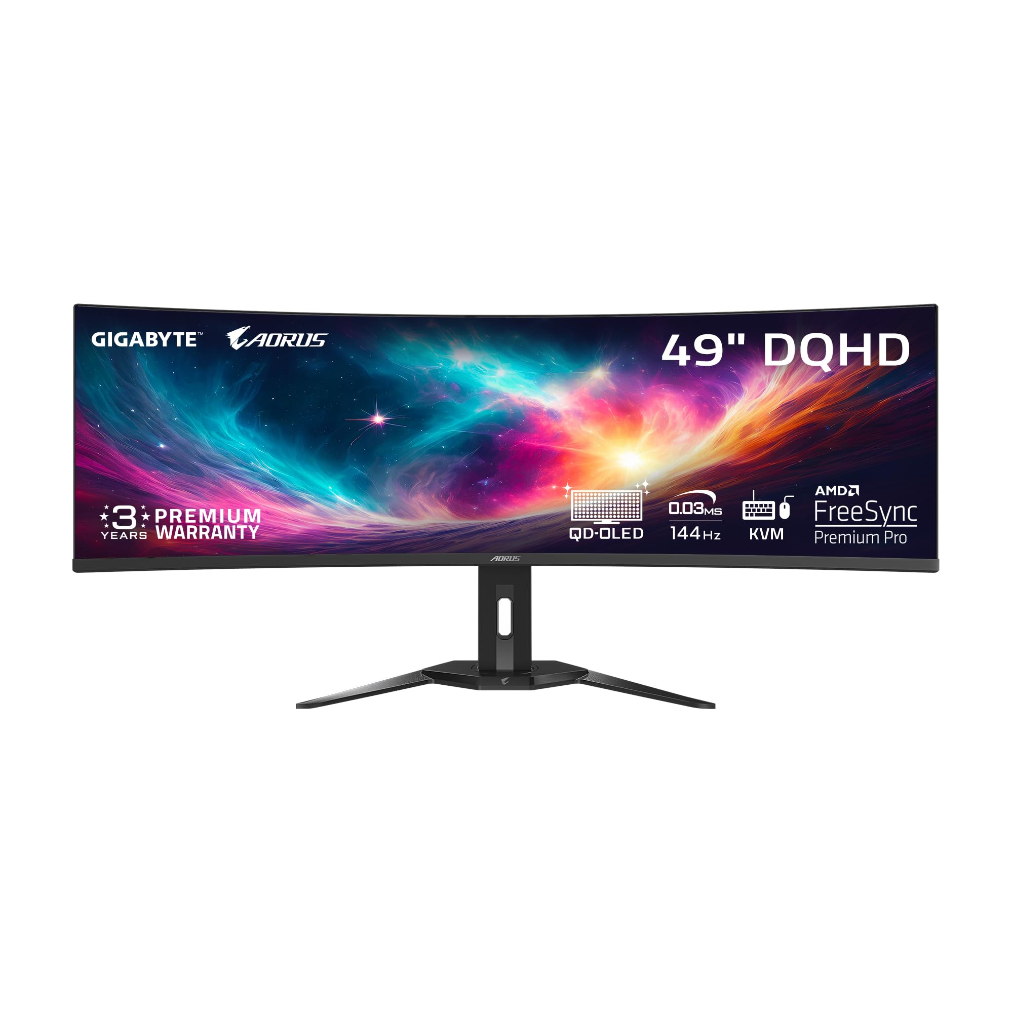 GIGABYTE - AORUS CO49DQ - 49" QD OLED - 5120x1440 DQHD 32:9-1800R - 144Hz - 0.03ms GTG - AMD FreeSync Premium Pro - Super Ultrawide - KVM - HDMI, DP, Type C - Height Adjustable - Black