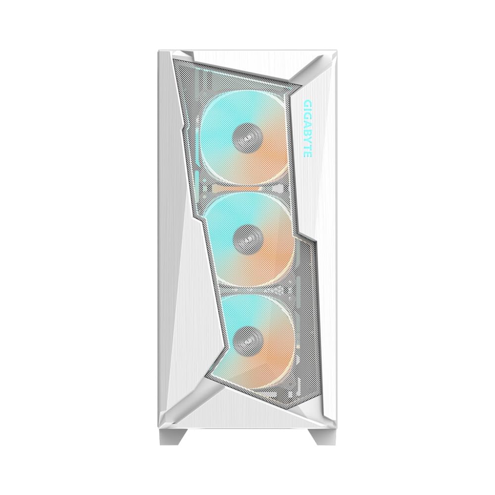 GIGABYTE C301 Glass White - White Mid Tower PC Gaming Case, Tempered Glass, USB Type-C, 4X ARBG Fans Included (GB-C301GW)