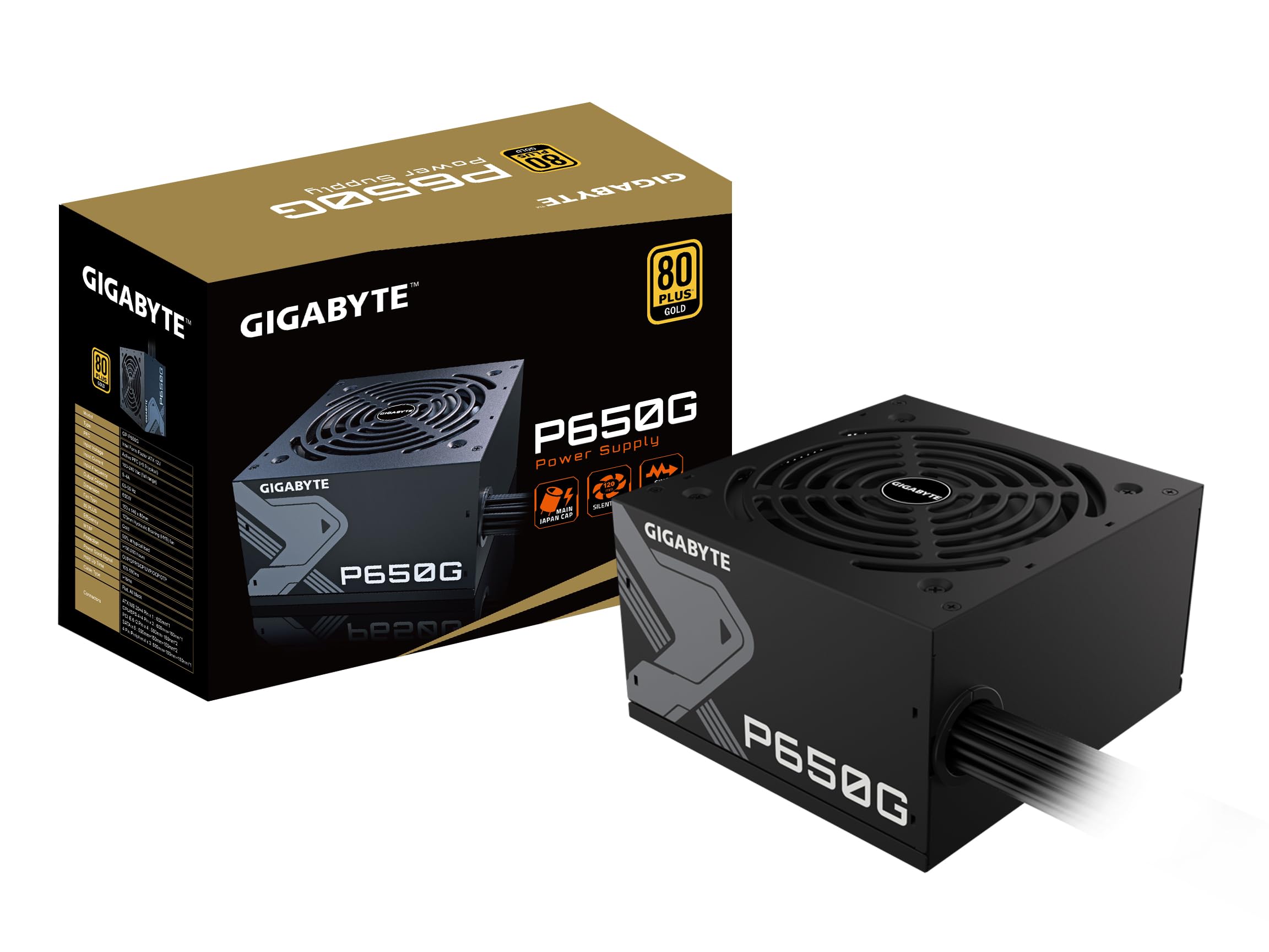 GIGABYTE P650G 650W 80 Plus Gold Certified Power Supply (GP-P650G)